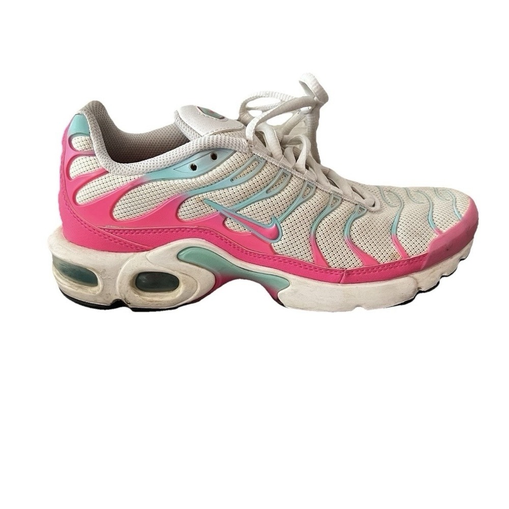 Nike Air Max Plus GS White Pink Running Shoes Girls Size 5.5Y 718071-102